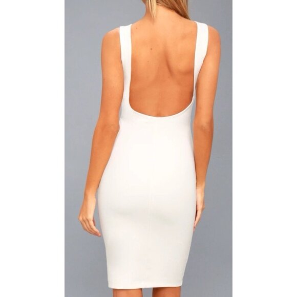 Lulus Sheath Dress M White Backless Stretch Sleeveless LWD NEW - Picture 3 of 12